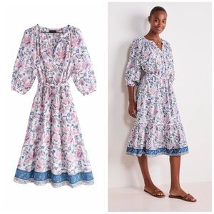 Vineyard Vines Women’s Willa Pink and Blue Floral Midi Dress Cover-up Size Small